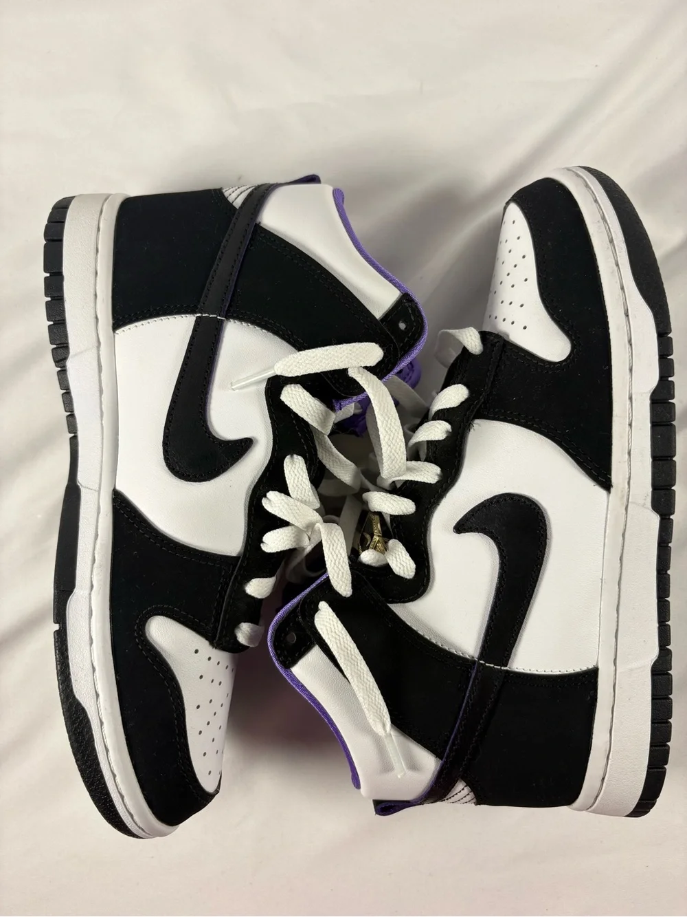 Nike Dunk High Premium EMB 'WORLD CHAMP' White / Black / Purple Accents - Gold